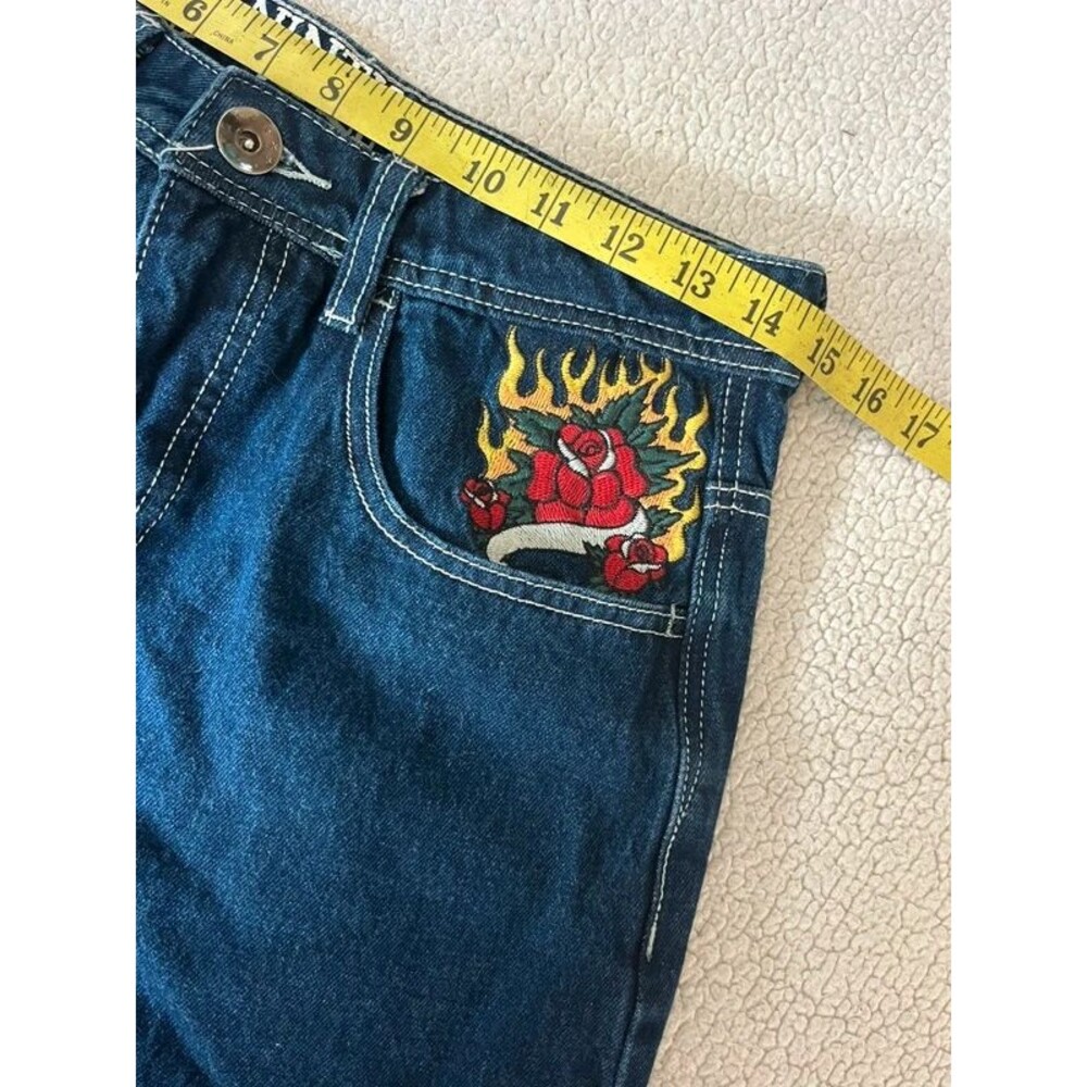 Ninth Hall Idle Rinse Straight Leg Dark Wash Jeans Embroidered Tiger Patch 6 - Picture 8 of 8